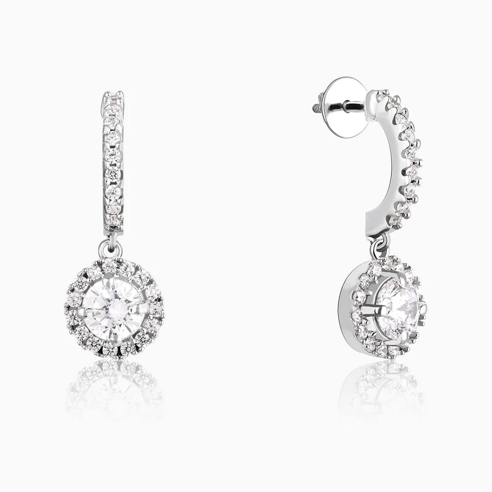 Silver Zircon Drizzle Drop Earrings - 925 Sterling Silver Jewellery