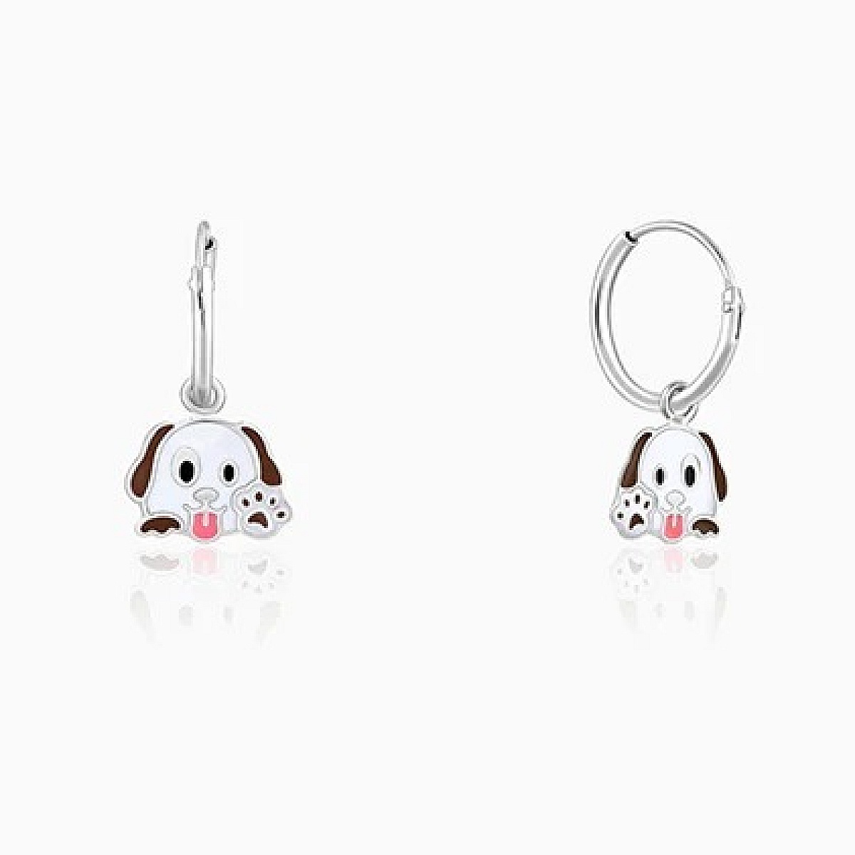 Silver Hello Puppy Kids Hoop Earrings - 925 Sterling Silver Jewellery