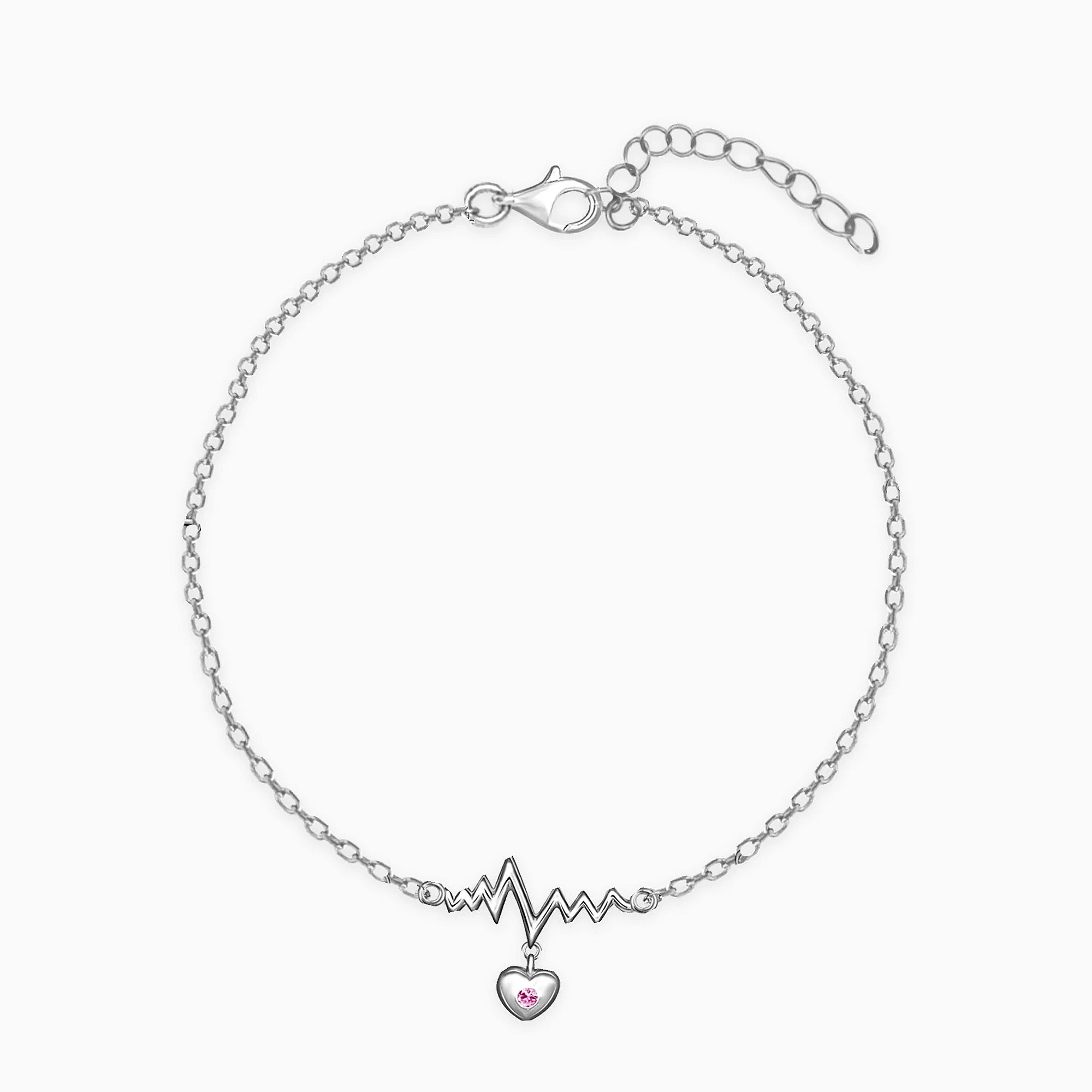 Silver Heartbeat Drop Bracelet - 925 Sterling Silver Jewellery