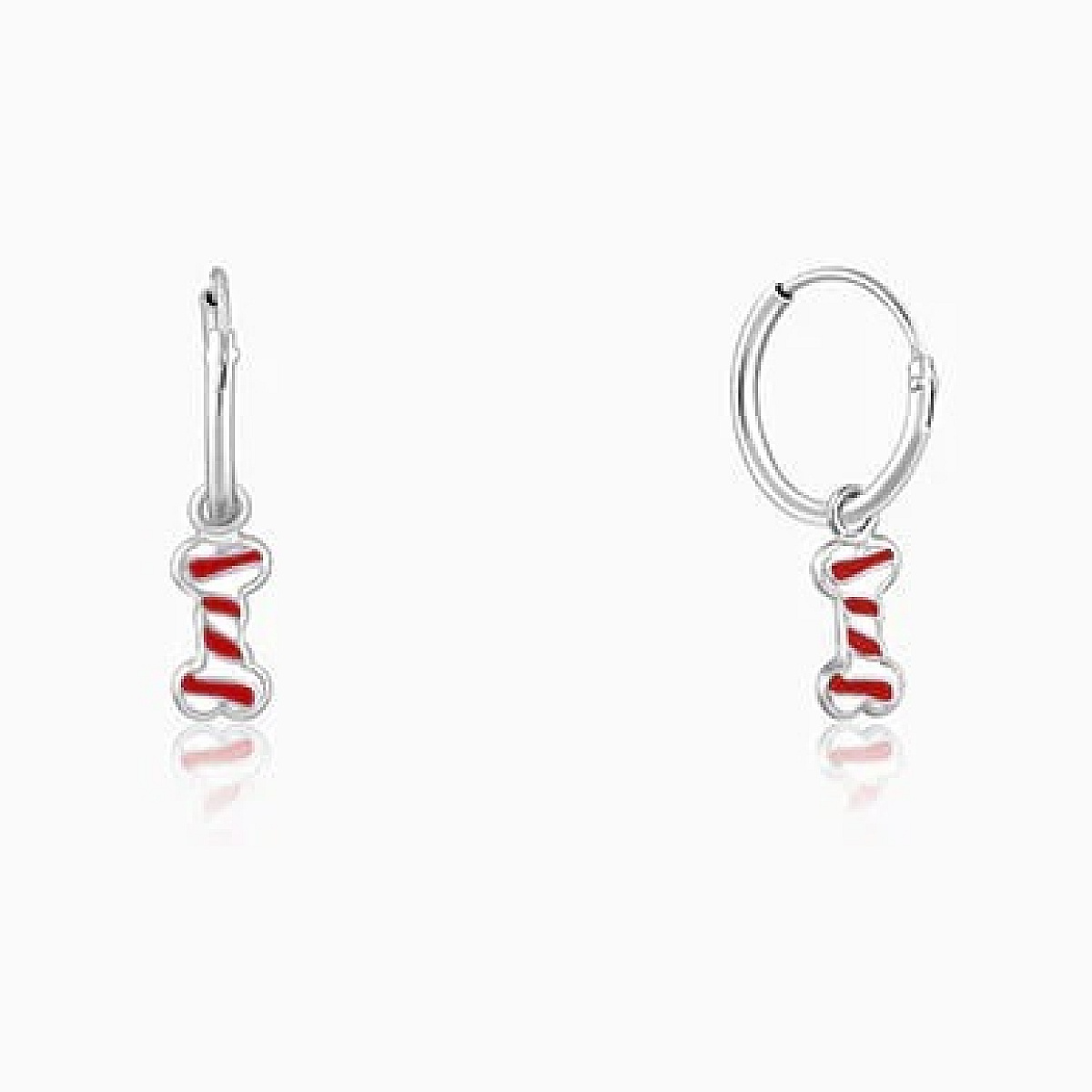 Silver Dog Bone Kids Hoop Earrings - 925 Sterling Silver Jewellery