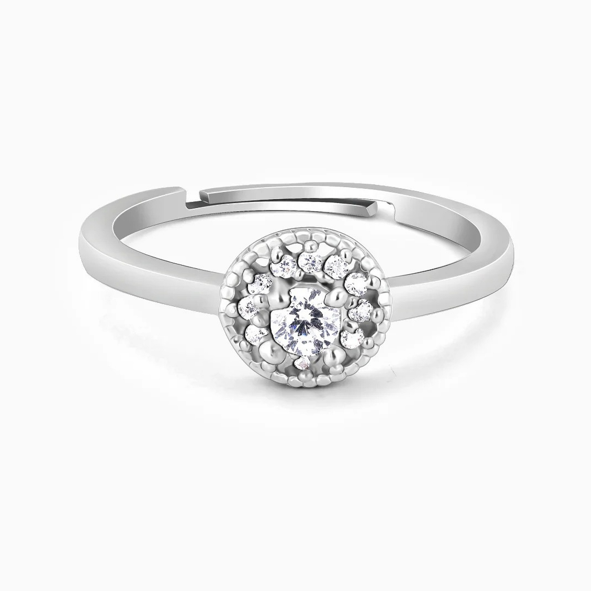 Silver Zircon Sunrise Ring - 925 Sterling Silver Jewellery