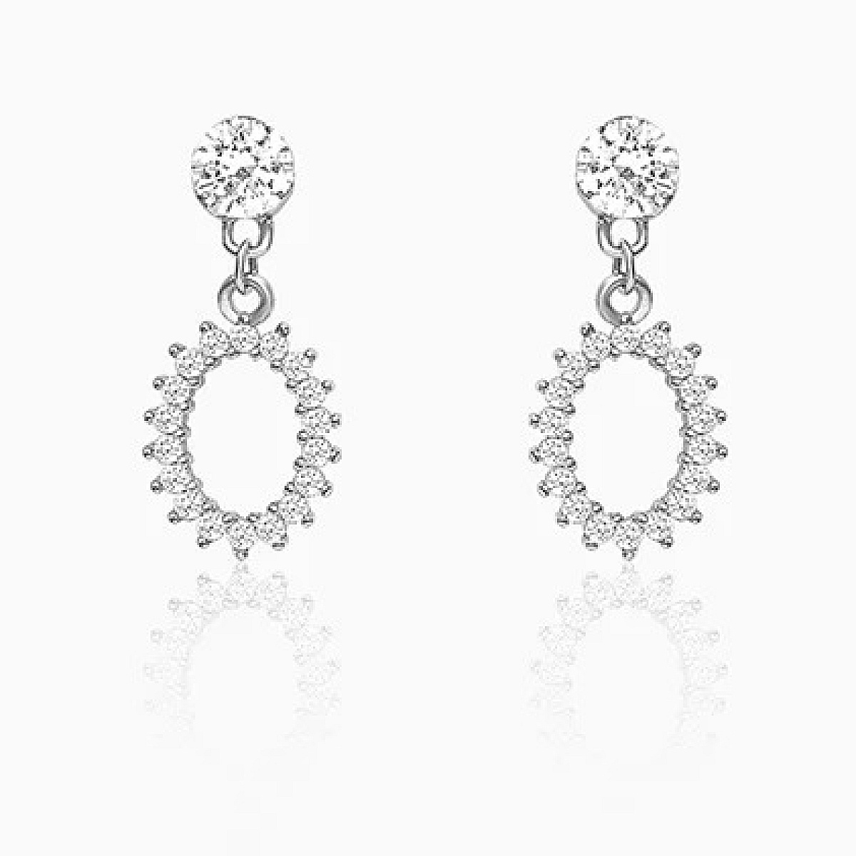 Hollow Zircon Drop Studs - 925 Sterling Silver Jewellery