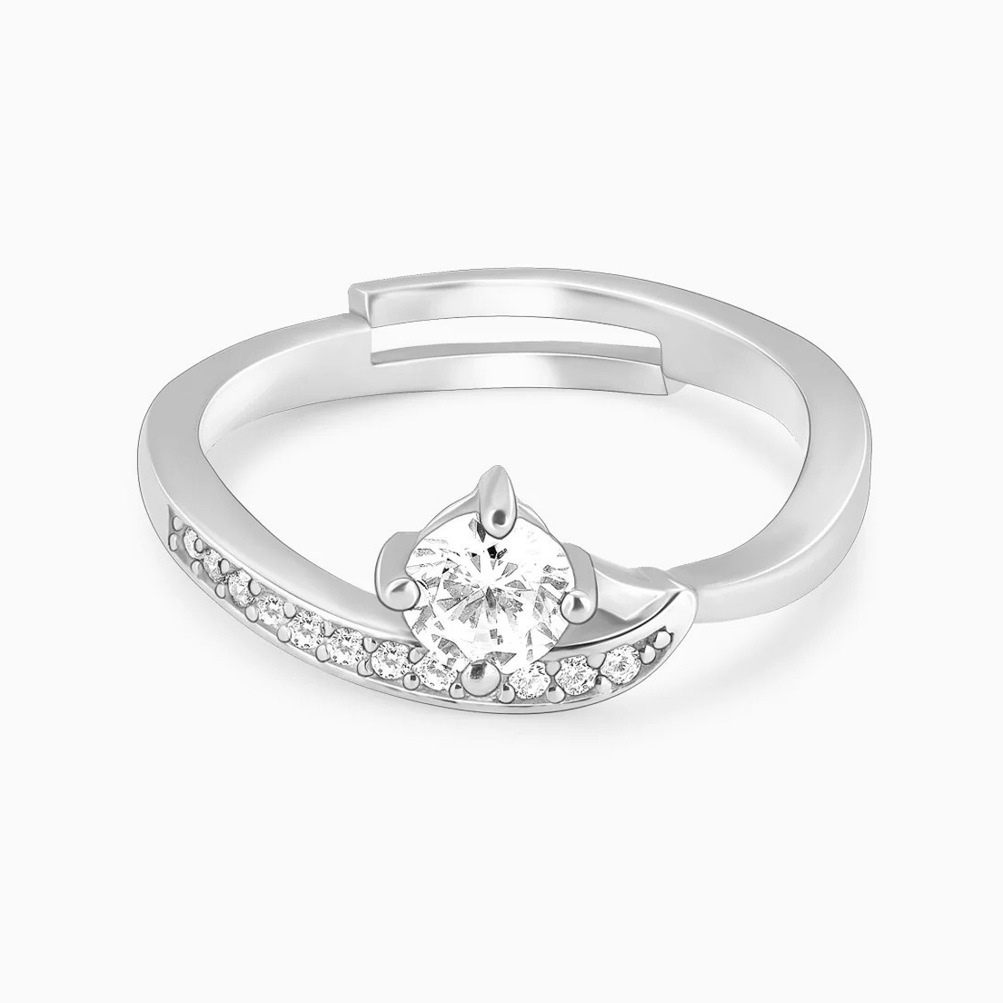 Silver Zircon Embrace Ring - 925 Sterling Silver Jewellery