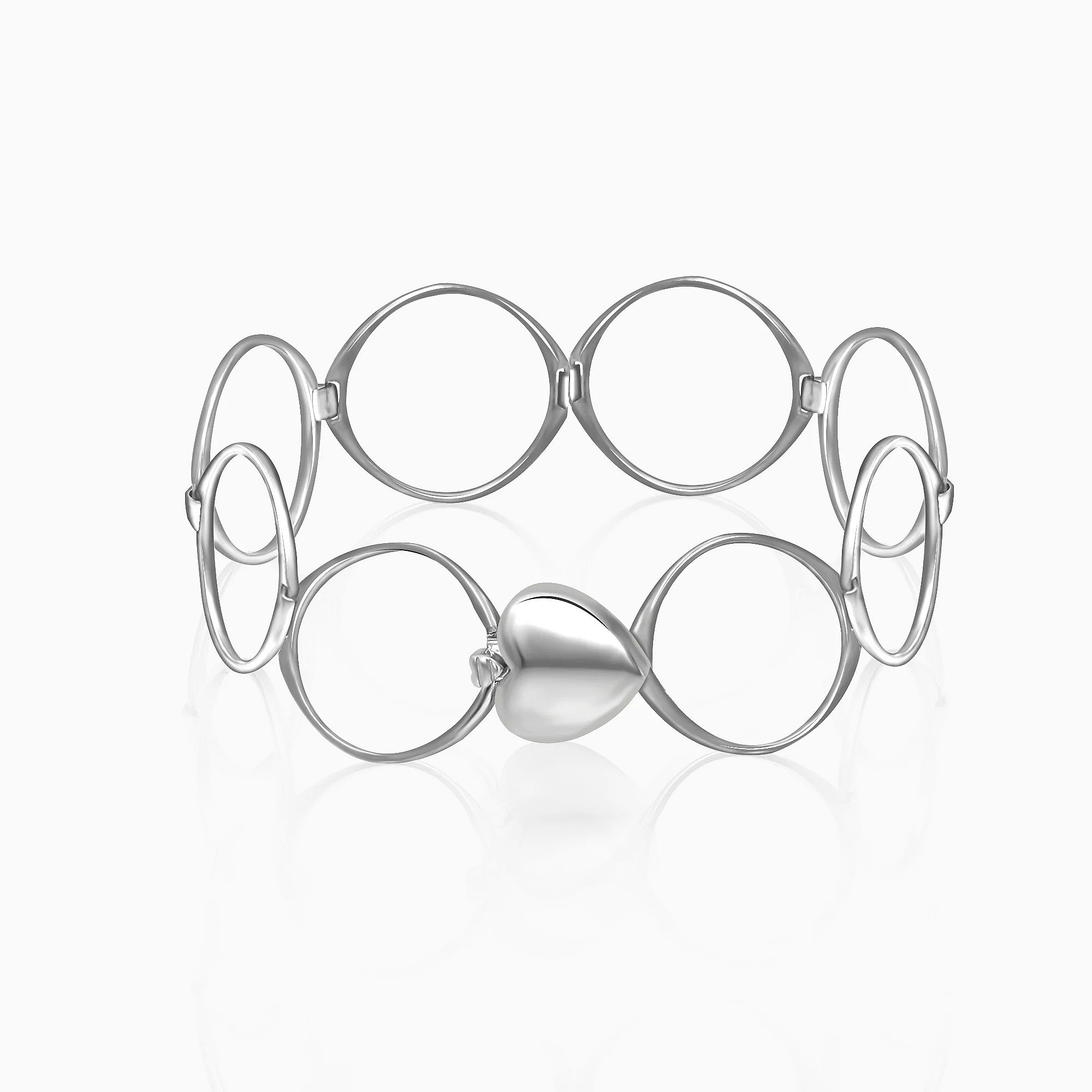 Silver Supple Heart Bracelet - 925 Sterling Silver Jewellery