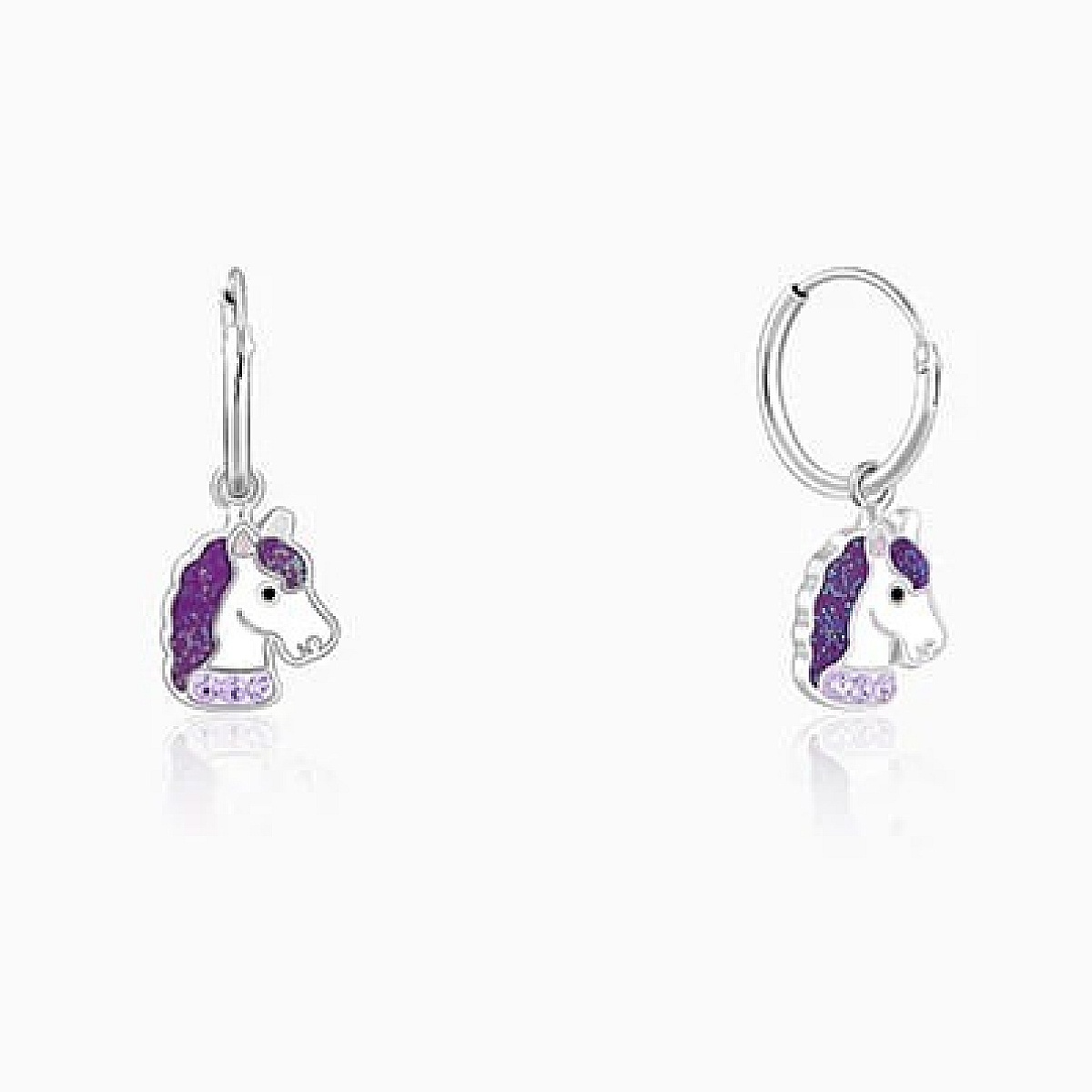 Silver Wishful Unicorn Kids Hoop Earrings - 925 Sterling Silver Jewellery