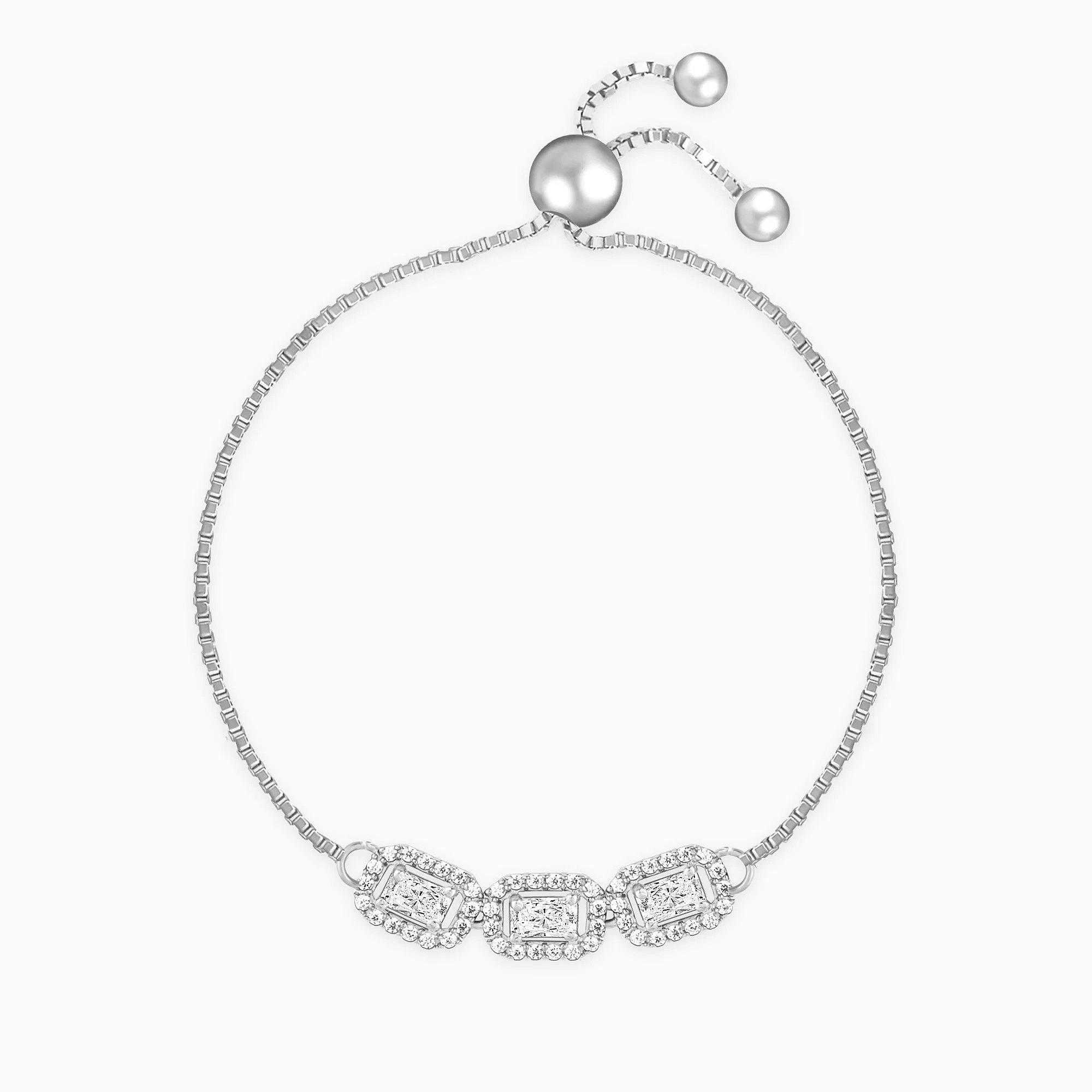 Silver Triple Zircon Bracelet - 925 Sterling Silver Jewellery