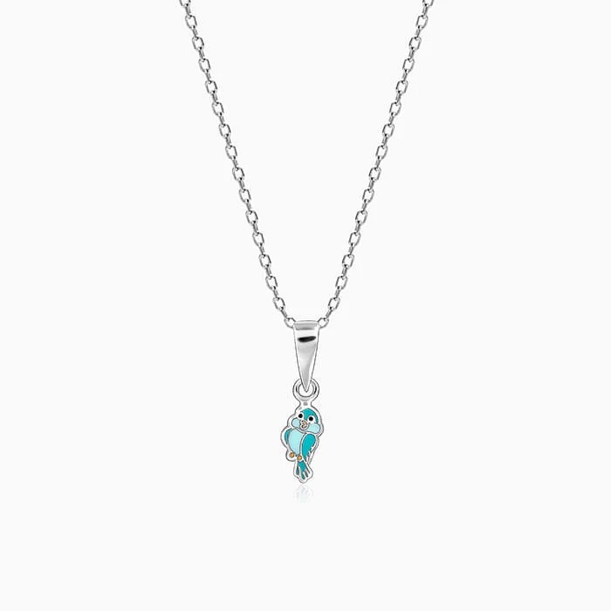 Silver Bubbly Bird Kids Pendant With Link Chain - 925 Sterling Silver Jewellery
