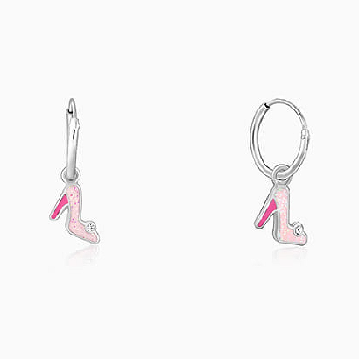 Silver Cinderella Shoes Kids Hoop Earrings - 925 Sterling Silver Jewellery