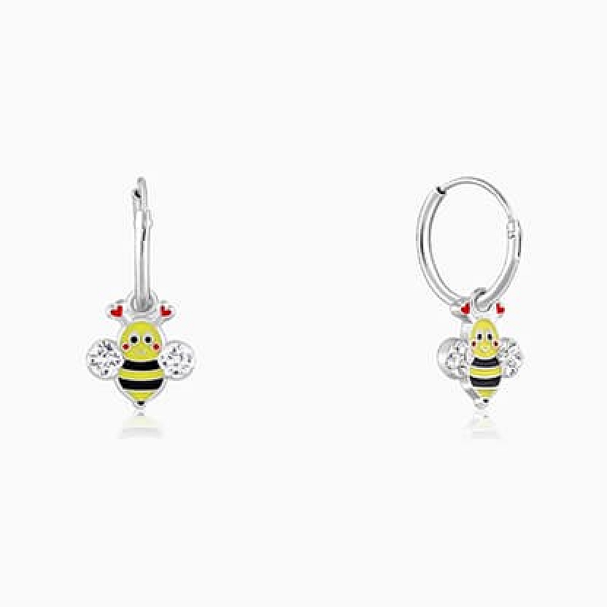 Silver Cheery Bee Kids Hoop Earrings - 925 Sterling Silver Jewellery