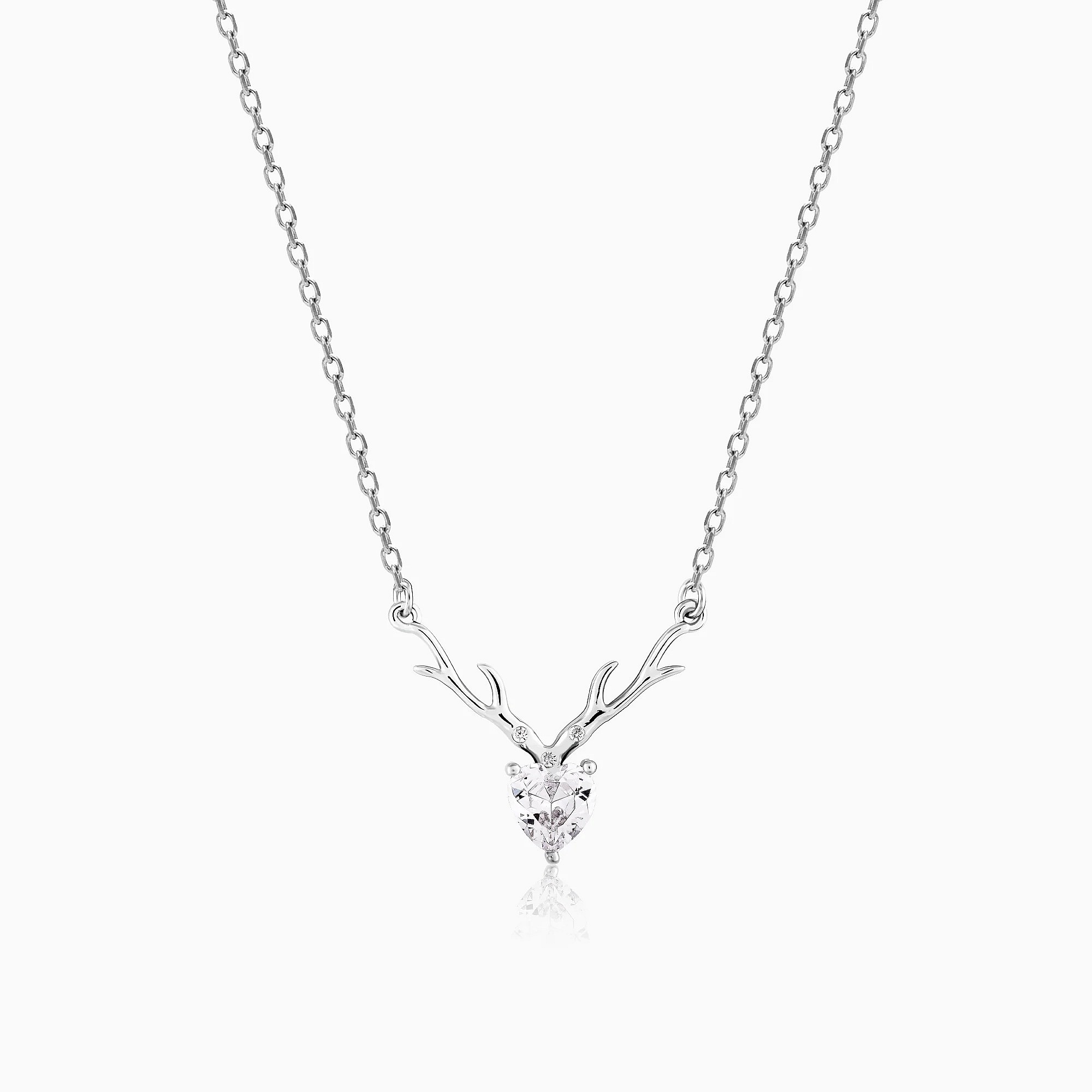 Silver Deer Heart Necklace