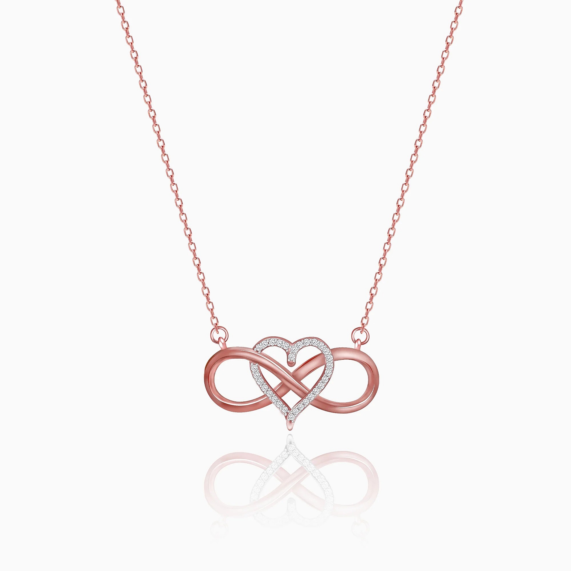 Dual Tone Infinity Heart Pendant with Link Chain