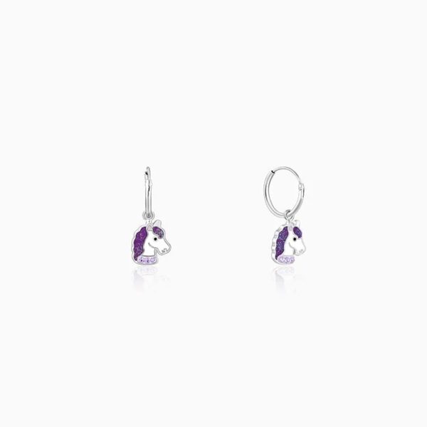 Silver Wishful Unicorn Kids Hoop Earrings