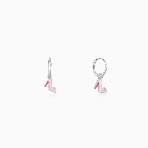 Silver Cinderella Shoes Kids Hoop Earrings