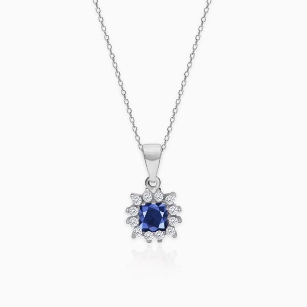 Silver Royal Blue Pendant with Link Chain